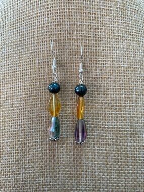 Artisan Stone and Peacock Pearl Bracelet and Earrings Set